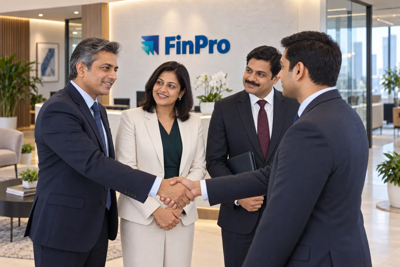 FinPro advisers welcoming a client